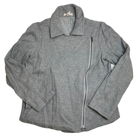 Eileen Fisher Petites Asymmetrical Zip Sweater Jacket Grey Chevron Small - Picture 1 of 6